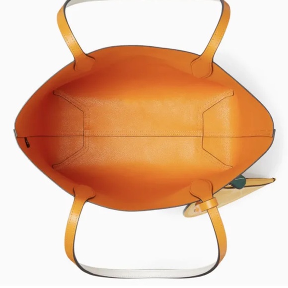 Kate Spade Clementine Small Reversible Tote Cream Multi Orange Zip Pouch Clutch - Picture 4 of 5